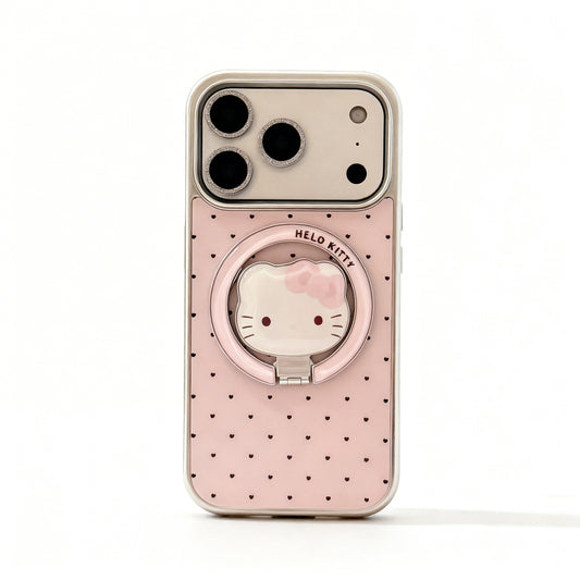 Pink Cat Design Magnetic Stand Phone Case for iPhone