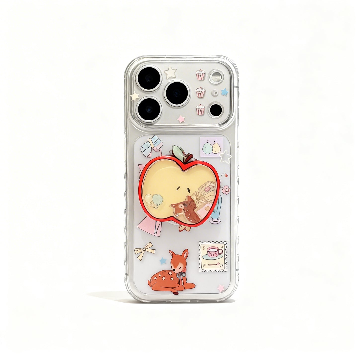 Clear Red Apple Deer Stand Phone Case for iPhone