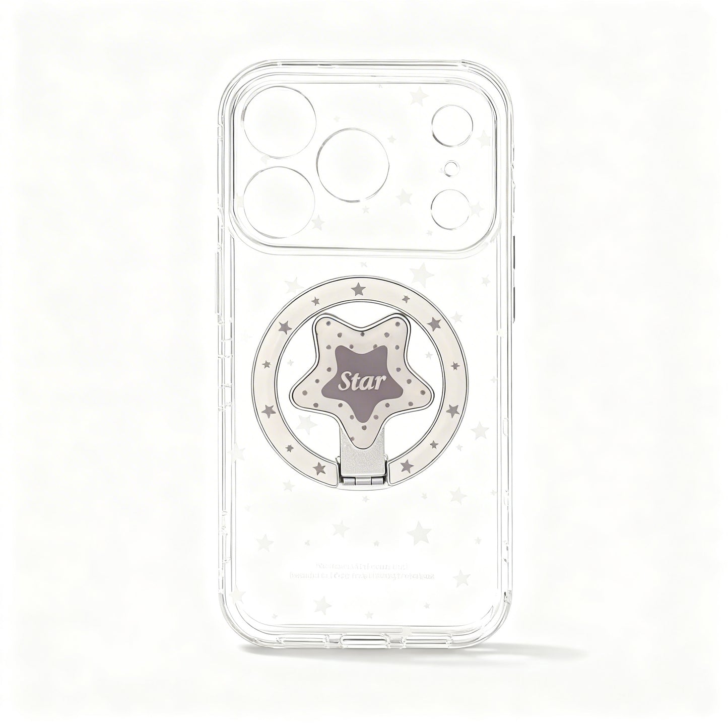 Light Gray Star Print Soft Phone Case with Stand for iPhone