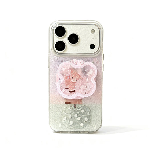 Green Fawn Glitter Magnetic Stand Phone Case for iPhone