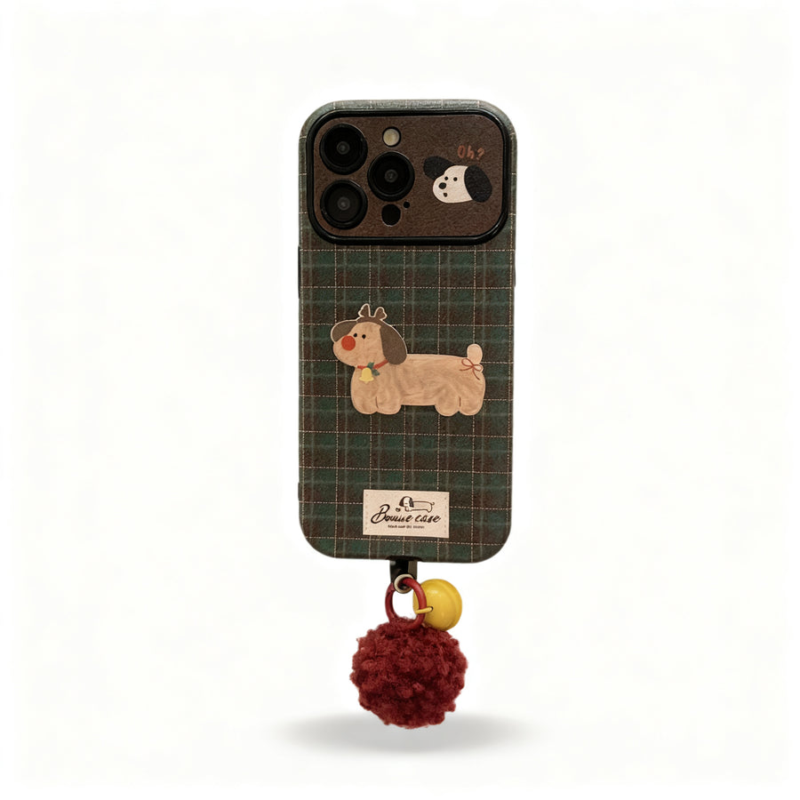 Vintage Plaid Cute Dog Phone Case for iPhone