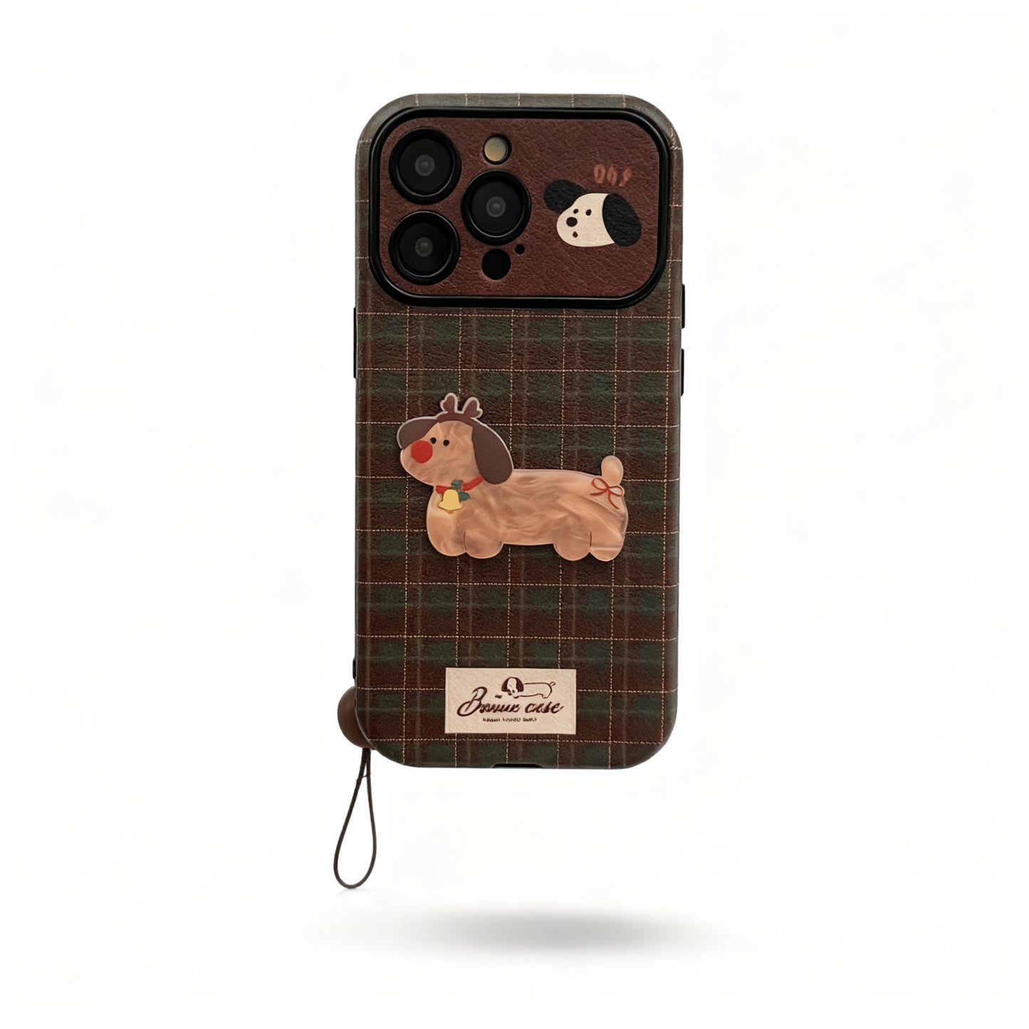 Vintage Plaid Cute Dog Phone Case for iPhone