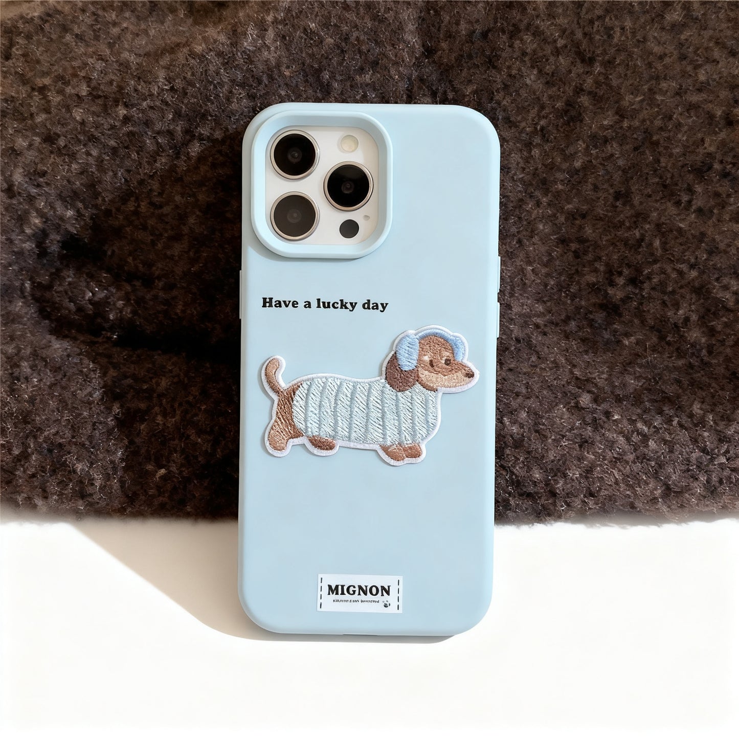Cute Knit Dog Embroidered Soft Phone Case for iPhone
