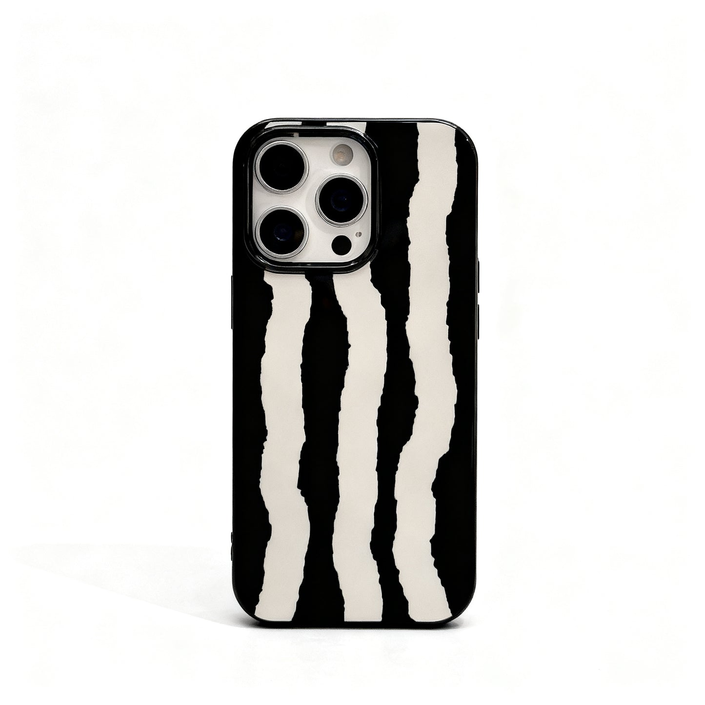 Black and White Striped Glossy Phone Case for iPhone