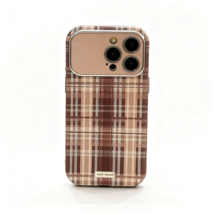 Brown Plaid Shockproof Phone Case for iPhone