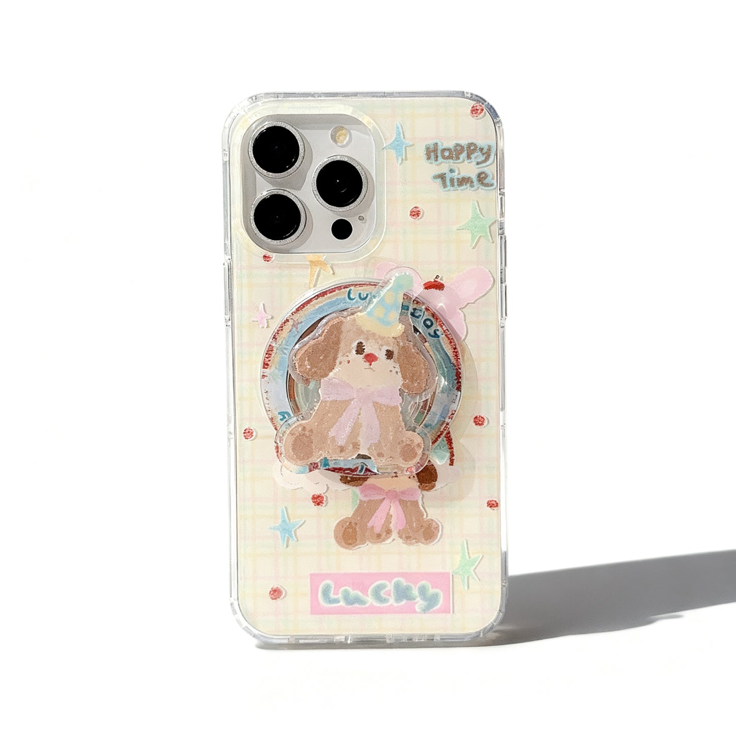 Colorful Striped Dog Pattern Soft Phone Case for iPhone