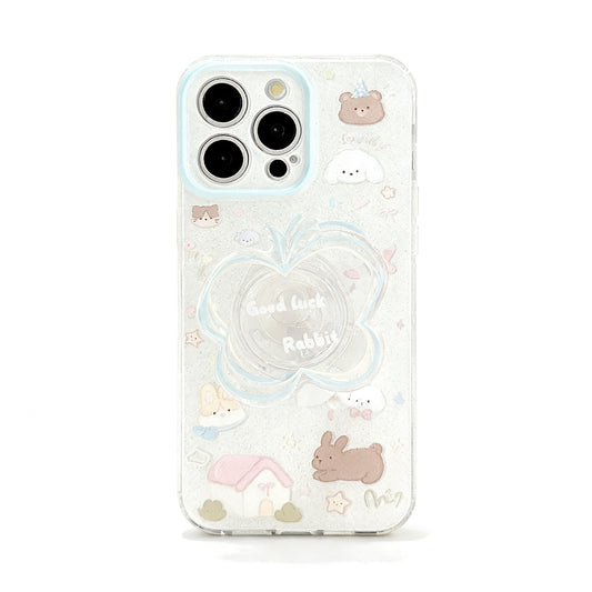 Pink Glitter Butterfly Stand Phone Case for iPhone