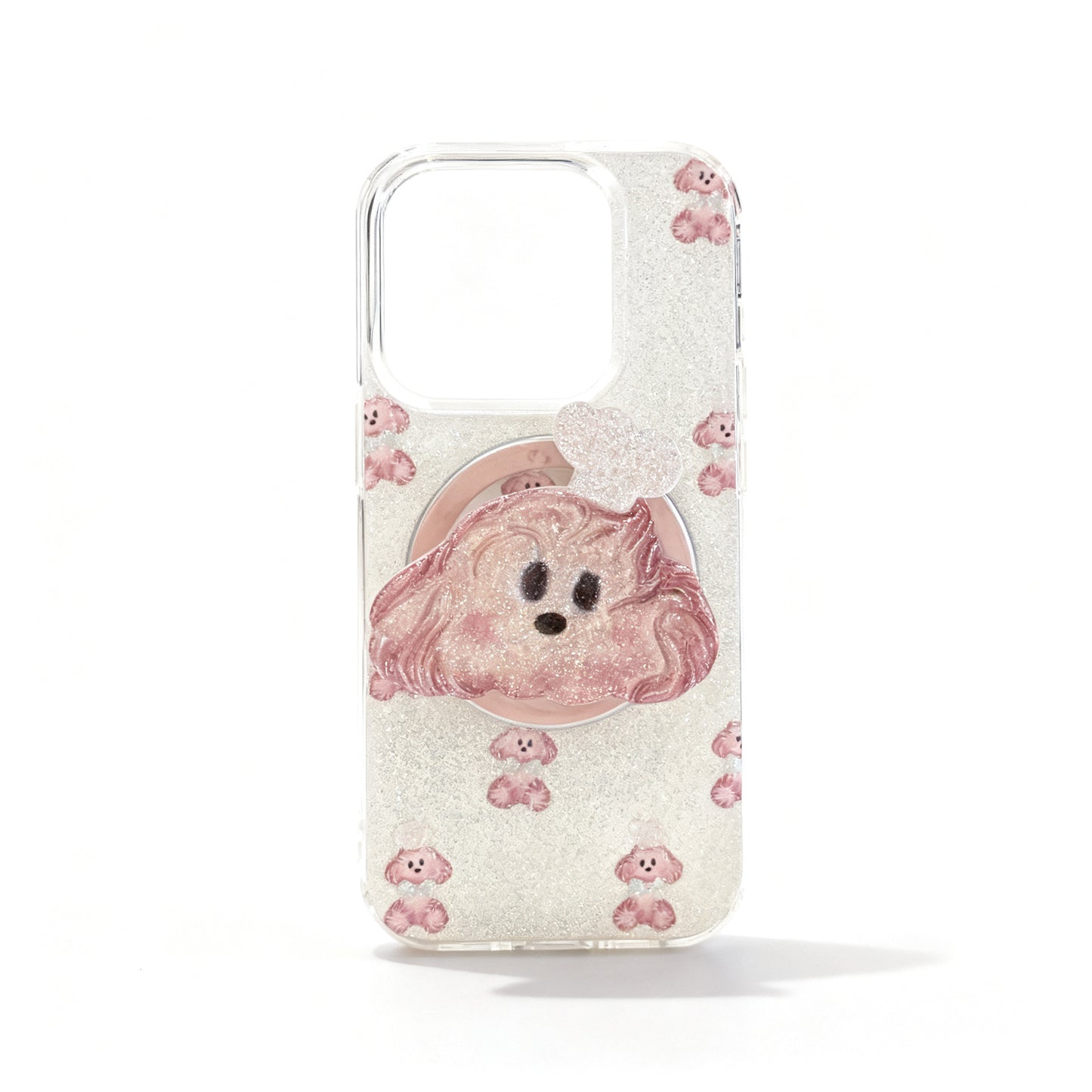 Summer Glitter Cartoon Dog Shockproof Phone Case for iPhone