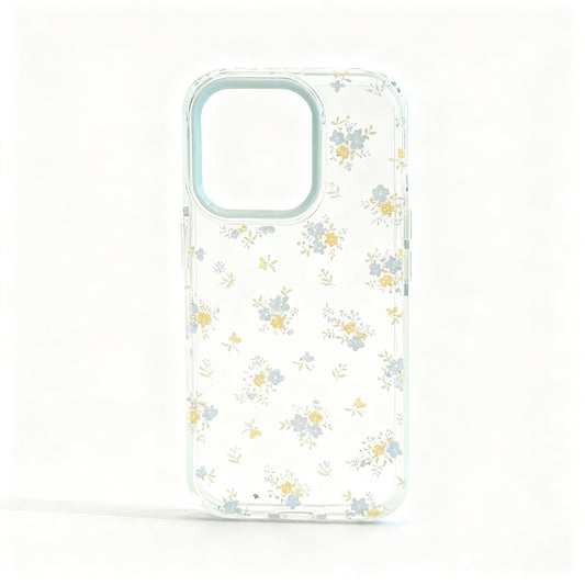 Chic Blue and Yellow Floral Soft Phone Case for iPhone