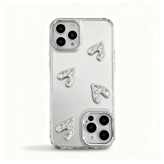 Glossy Pink Heart Pattern Phone Case for iPhone