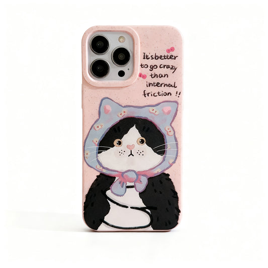 Cute Cat Oil Painting Design Soft Phone Case for iPhone