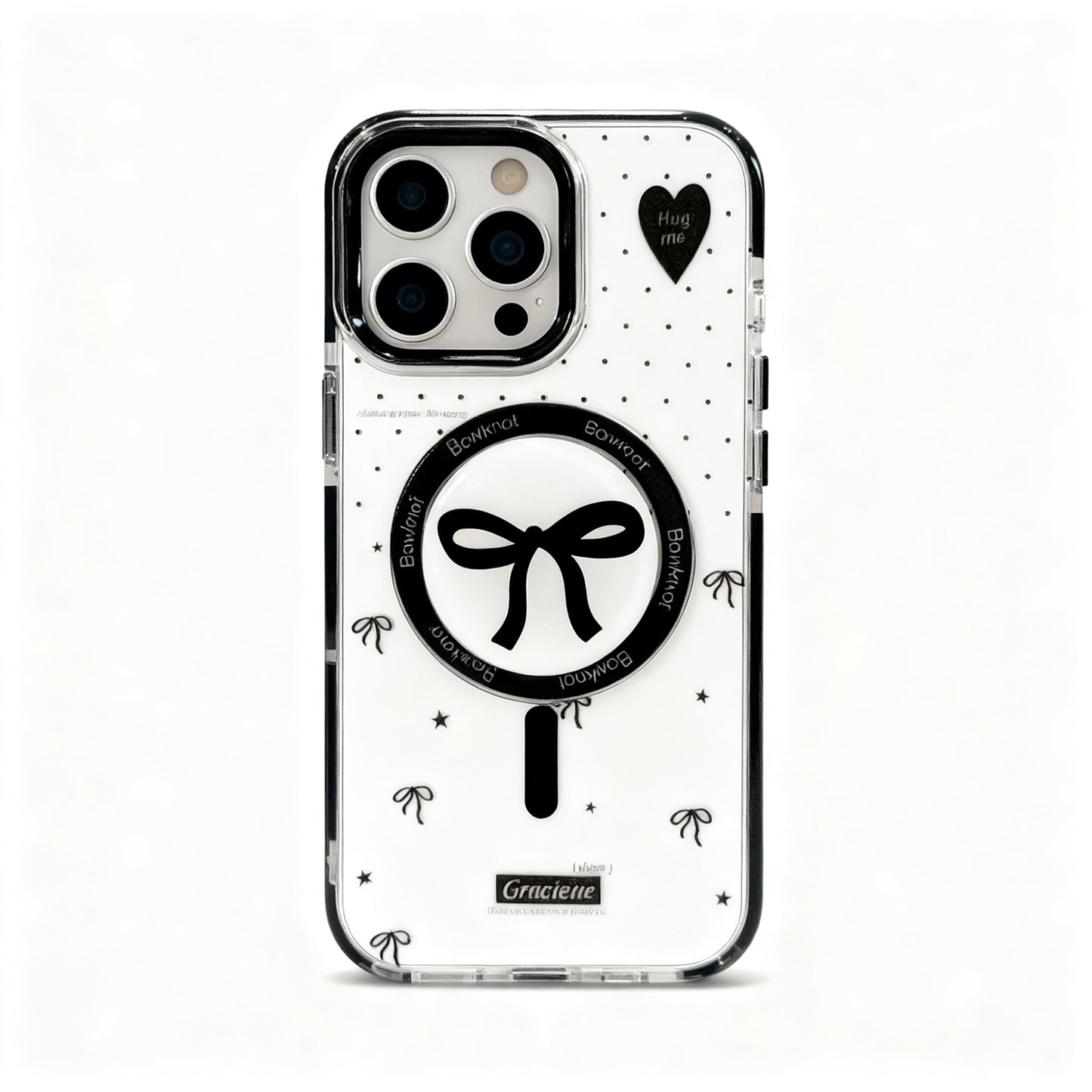 Clear Pink Polka Dot Magnetic Stand Phone Case for iPhone