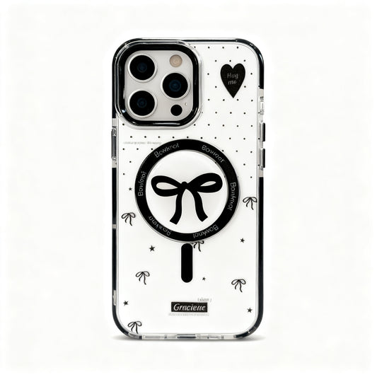 Clear Pink Polka Dot Magnetic Stand Phone Case for iPhone