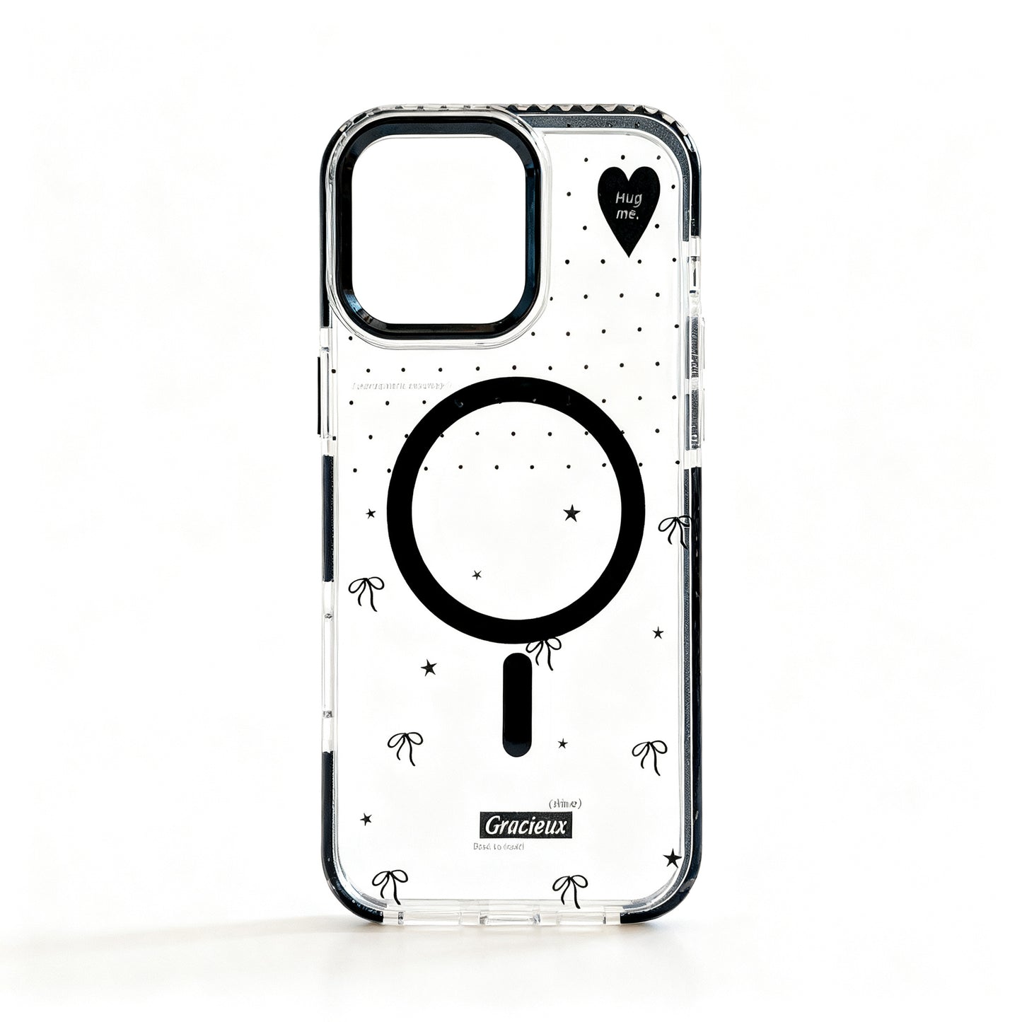 Clear Pink Polka Dot Magnetic Stand Phone Case for iPhone