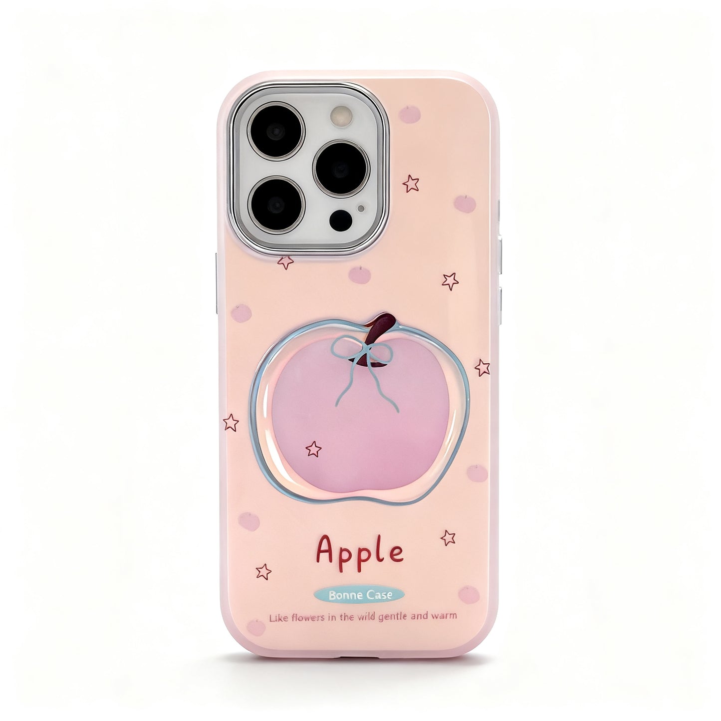 Pink 3D Apple Design Shockproof Phone Case for iPhone