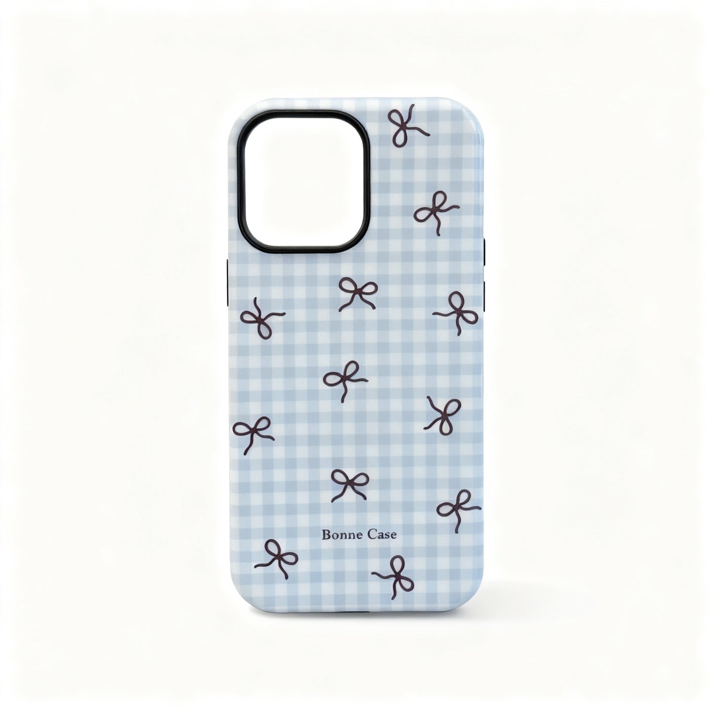 Sweet Pink Plaid Bow Magnetic Stand Phone Case for iPhone