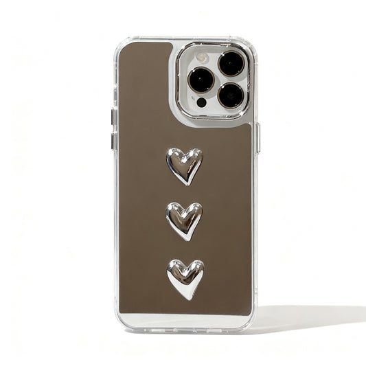 Pink Heart Metallic Soft Phone Case for iPhone