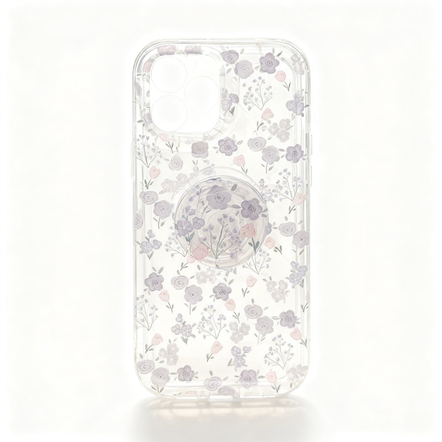 Clear Floral Print Shockproof Phone Case for iPhone