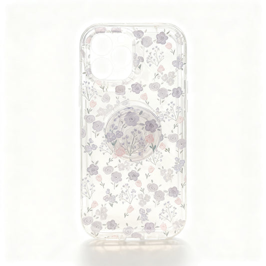 Clear Floral Print Shockproof Phone Case for iPhone