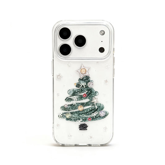Glittery Green Christmas Tree Soft Phone Case for iPhone