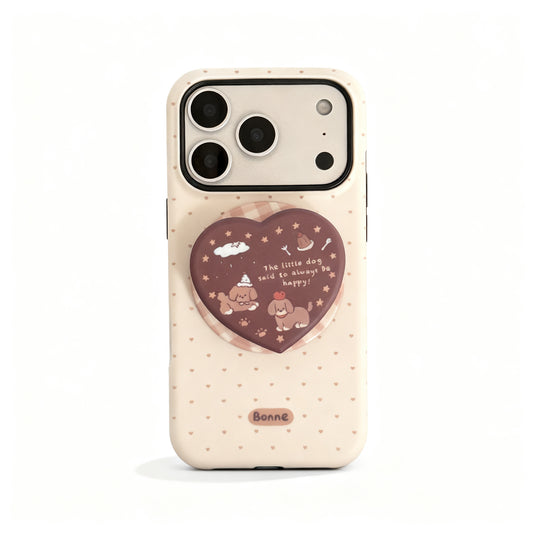 Brown Polka Dot Cute Dog Phone Case for iPhone