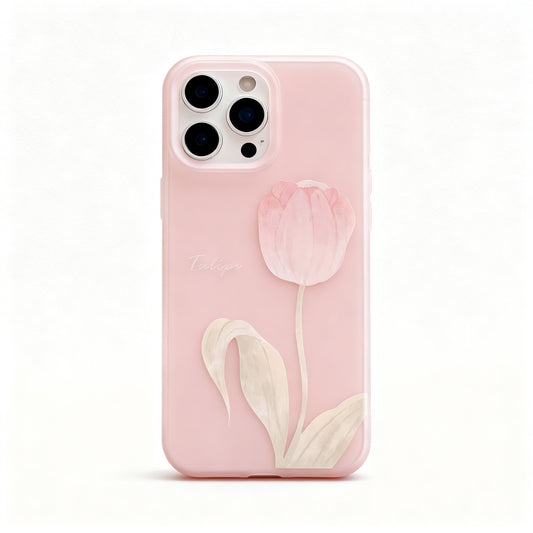 Soft Pink Tulip Design Silicone Phone Case for iPhone
