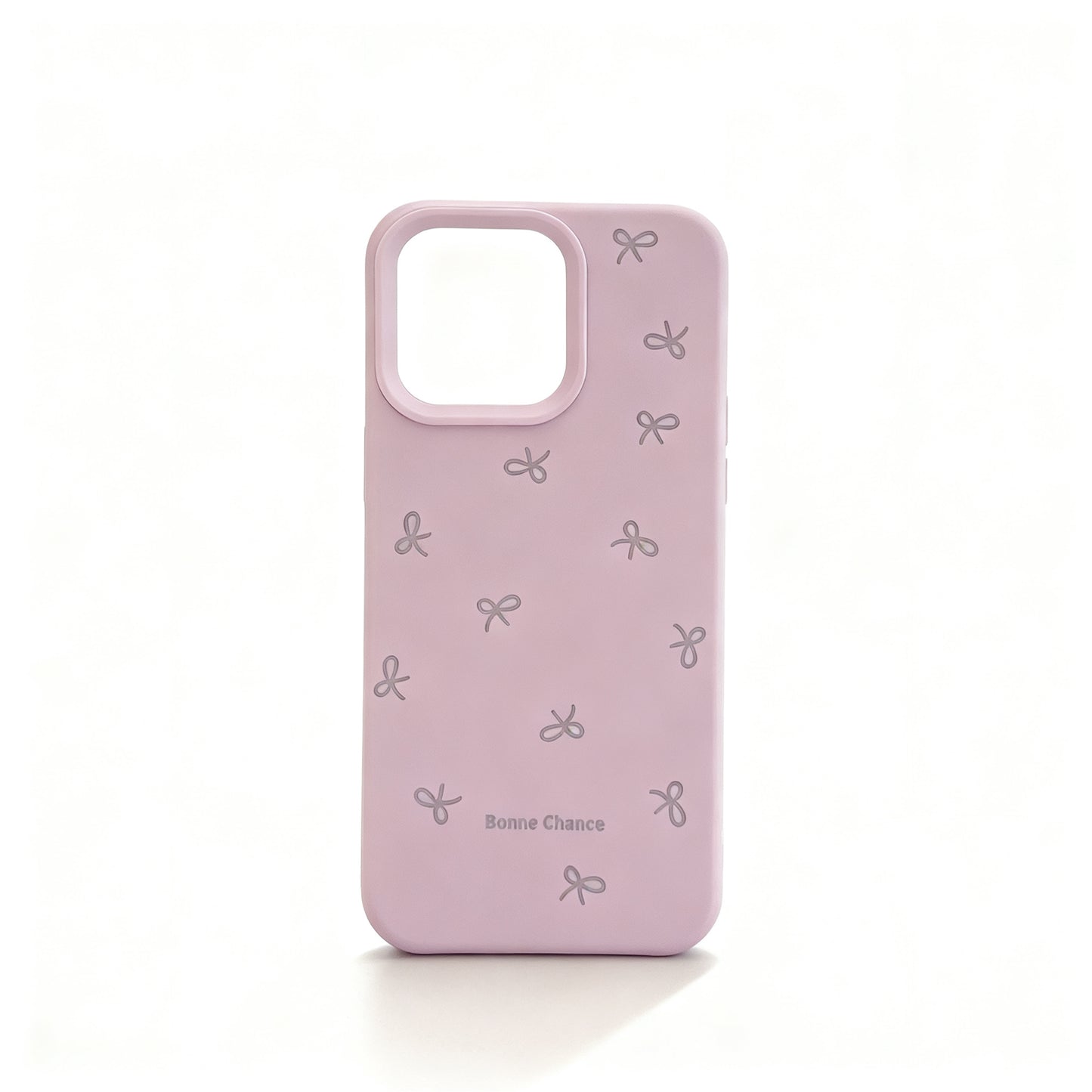 Soft Pink Bow Print Silicone Phone Case for iPhone