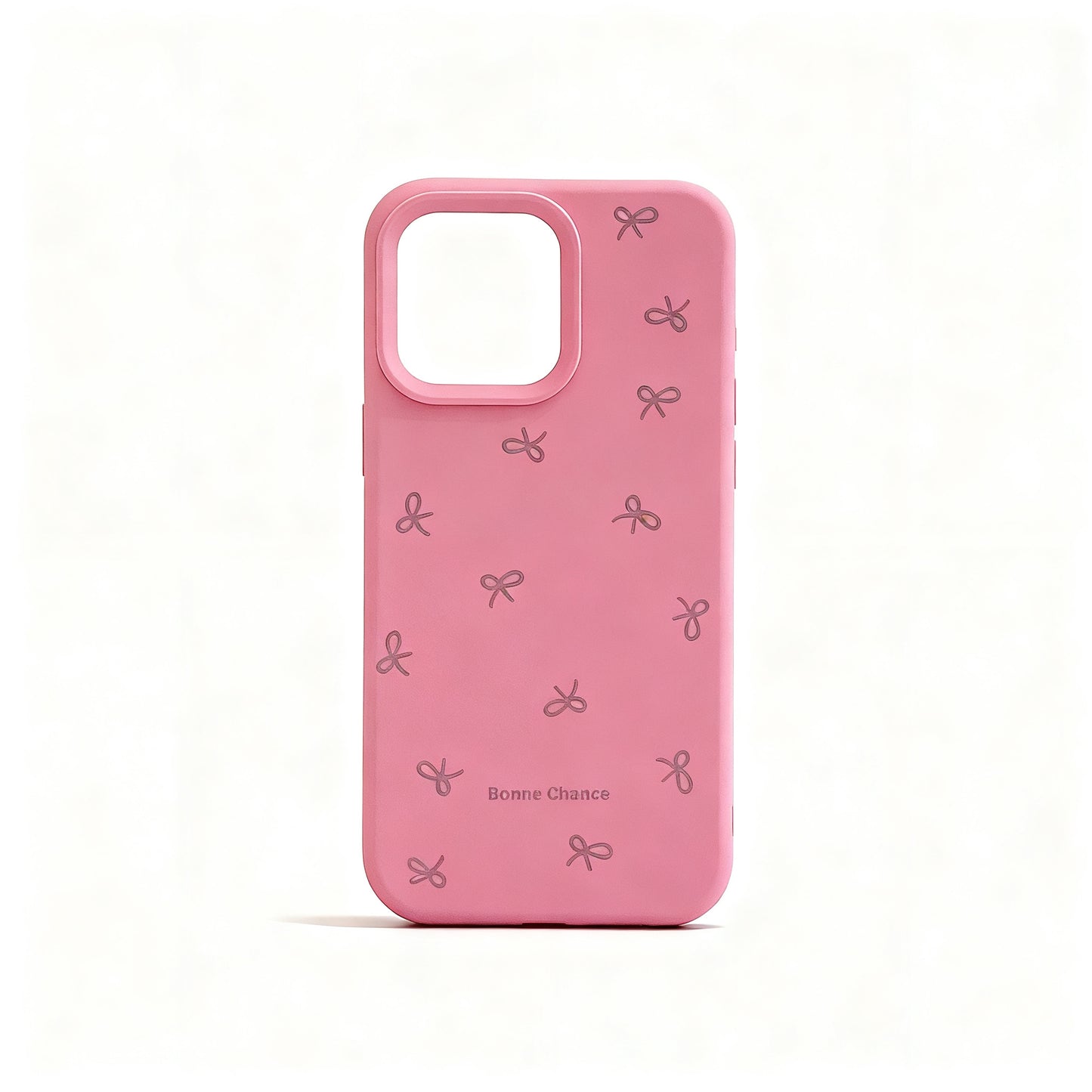 Soft Pink Bow Print Silicone Phone Case for iPhone