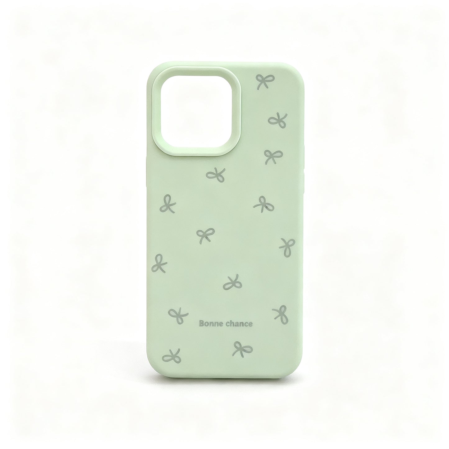 Soft Pink Bow Print Silicone Phone Case for iPhone