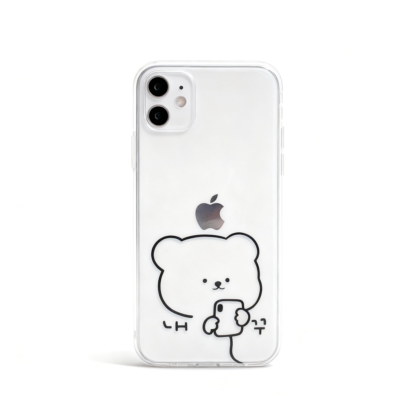 Cute Bear Minimal Transparent Soft Phone Case for iPhone