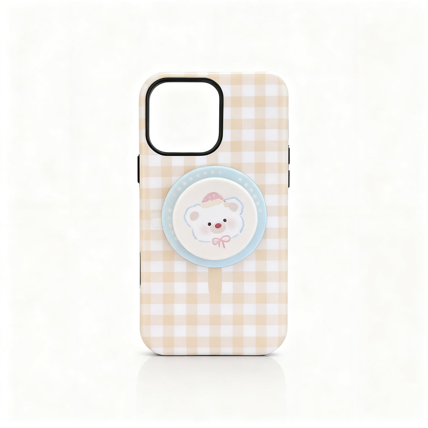 Cute Cartoon Plaid Magnetic Stand Phone Case for iPhone