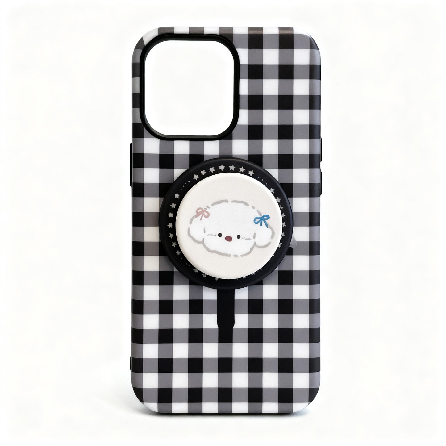 Cute Cartoon Plaid Magnetic Stand Phone Case for iPhone