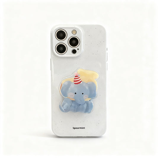 Korean Style Cute Elephant Stand Phone Case for iPhone