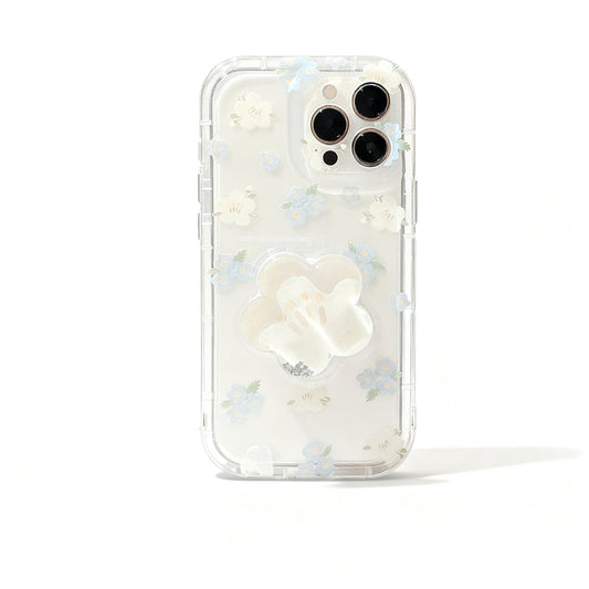 Pink Floral Soft Phone Case with Stand for iPhone
