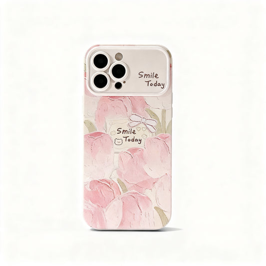 Pink Tulip Floral Soft Phone Case for iPhone