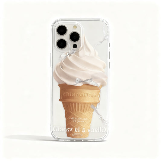 Pink Bow Ice Cream Design Soft Phone Case for iPhone