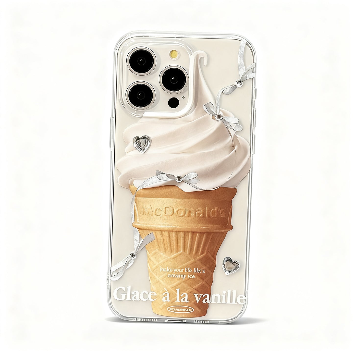 Pink Bow Ice Cream Design Soft Phone Case for iPhone