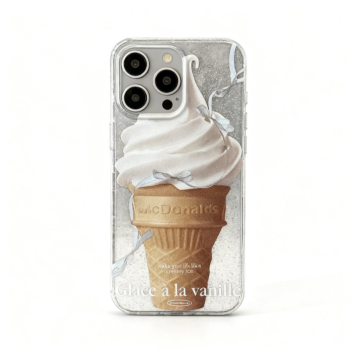 Pink Bow Ice Cream Design Soft Phone Case for iPhone
