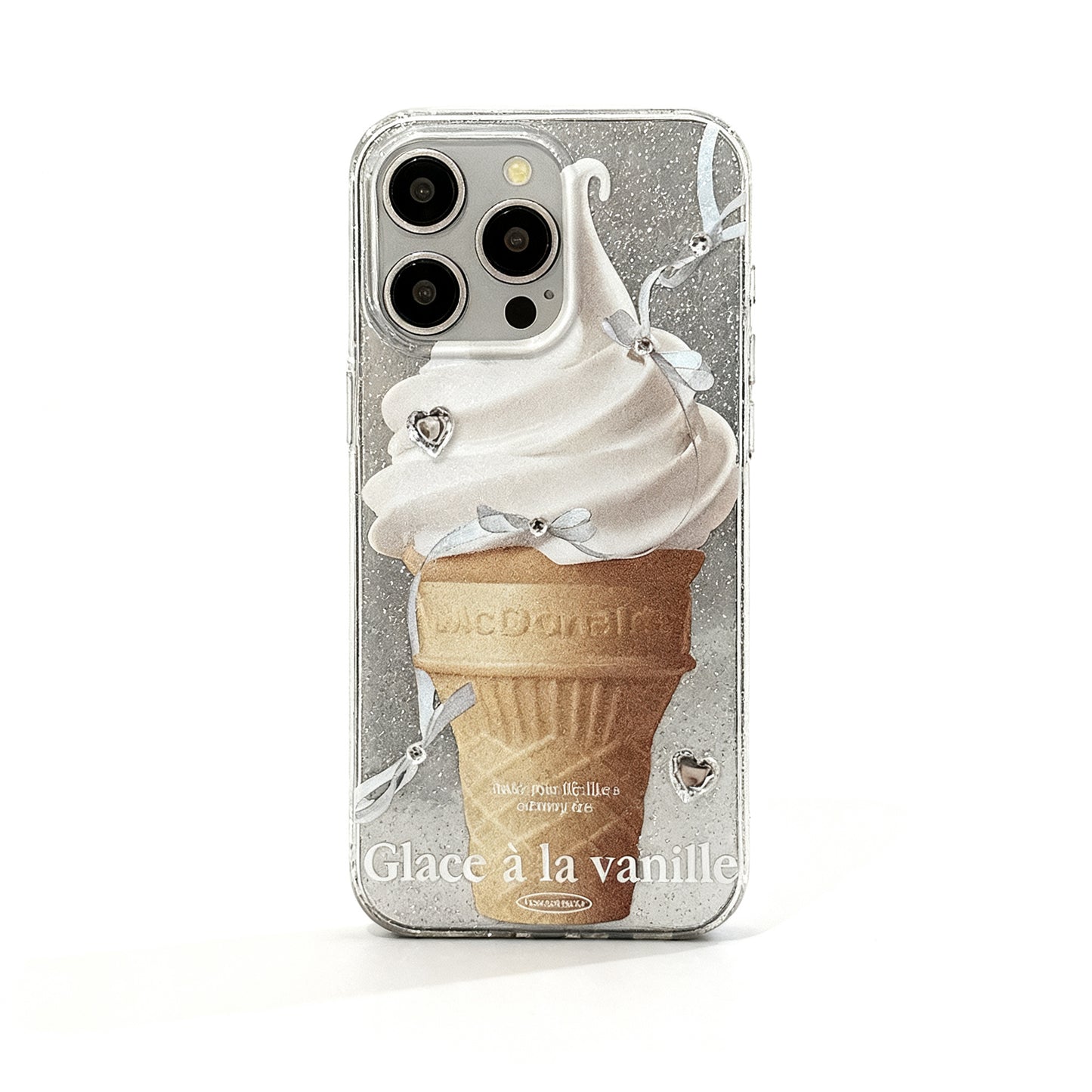 Pink Bow Ice Cream Design Soft Phone Case for iPhone