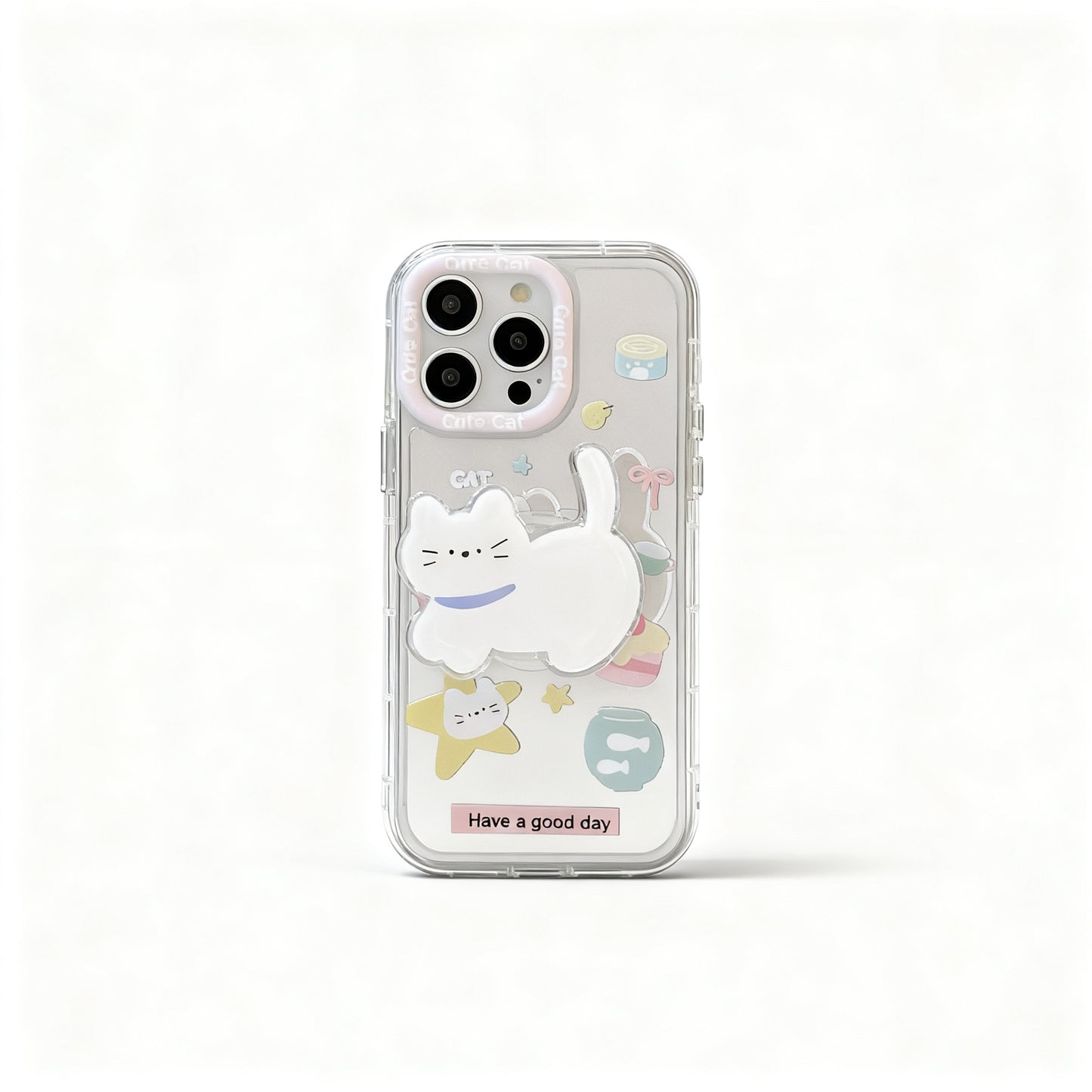 Cute Cat Design Soft Phone Case with Stand for iPhone