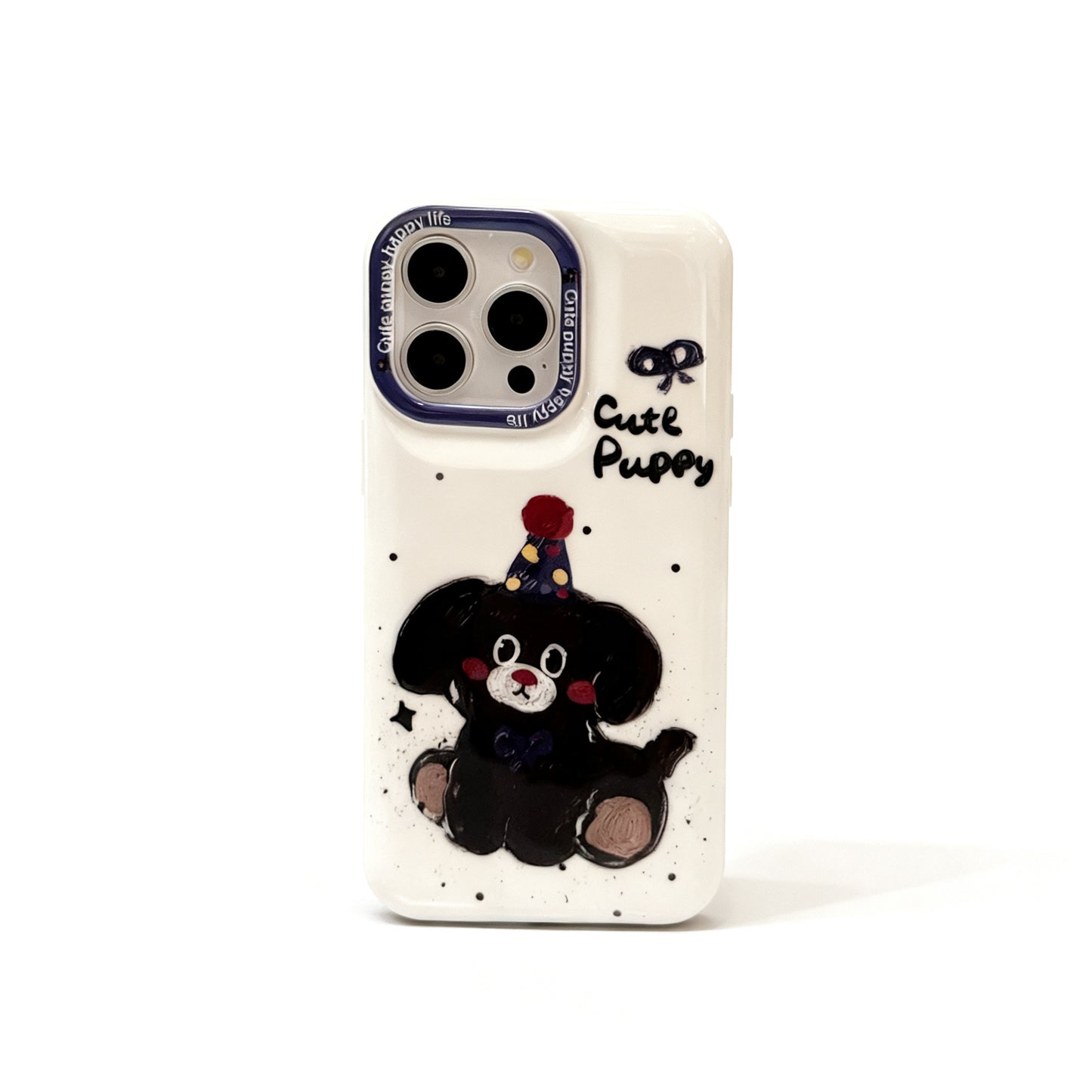 Cute Black Dog Doodle Soft Phone Case for iPhone