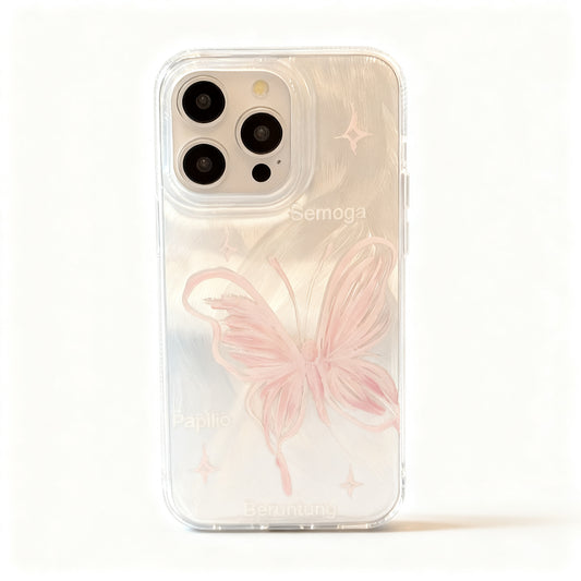Silver Butterfly Tulle Soft Phone Case for iPhone