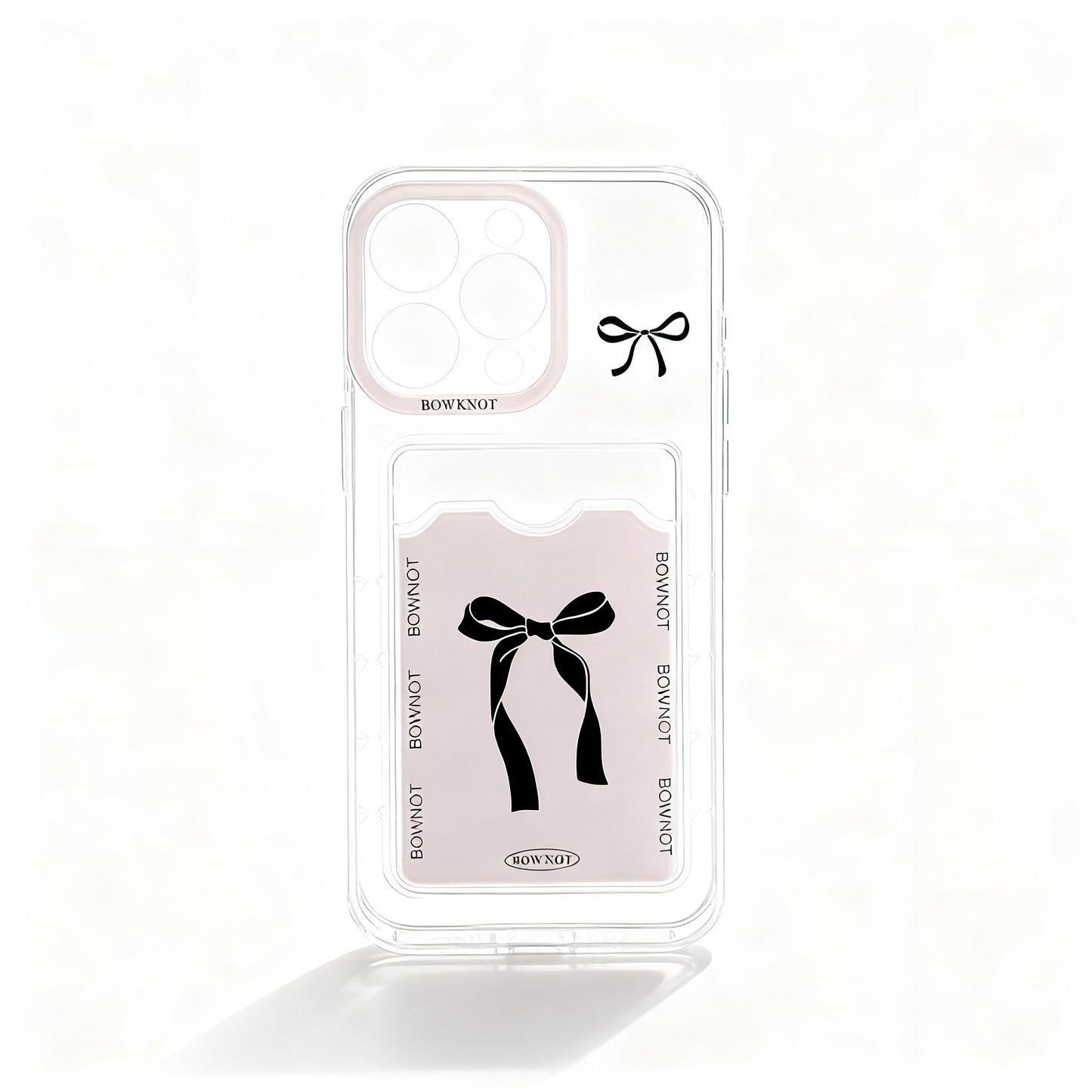 Pink Butterfly Soft Phone Case with Card Holder for iPhone