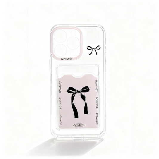 Pink Butterfly Soft Phone Case with Card Holder for iPhone