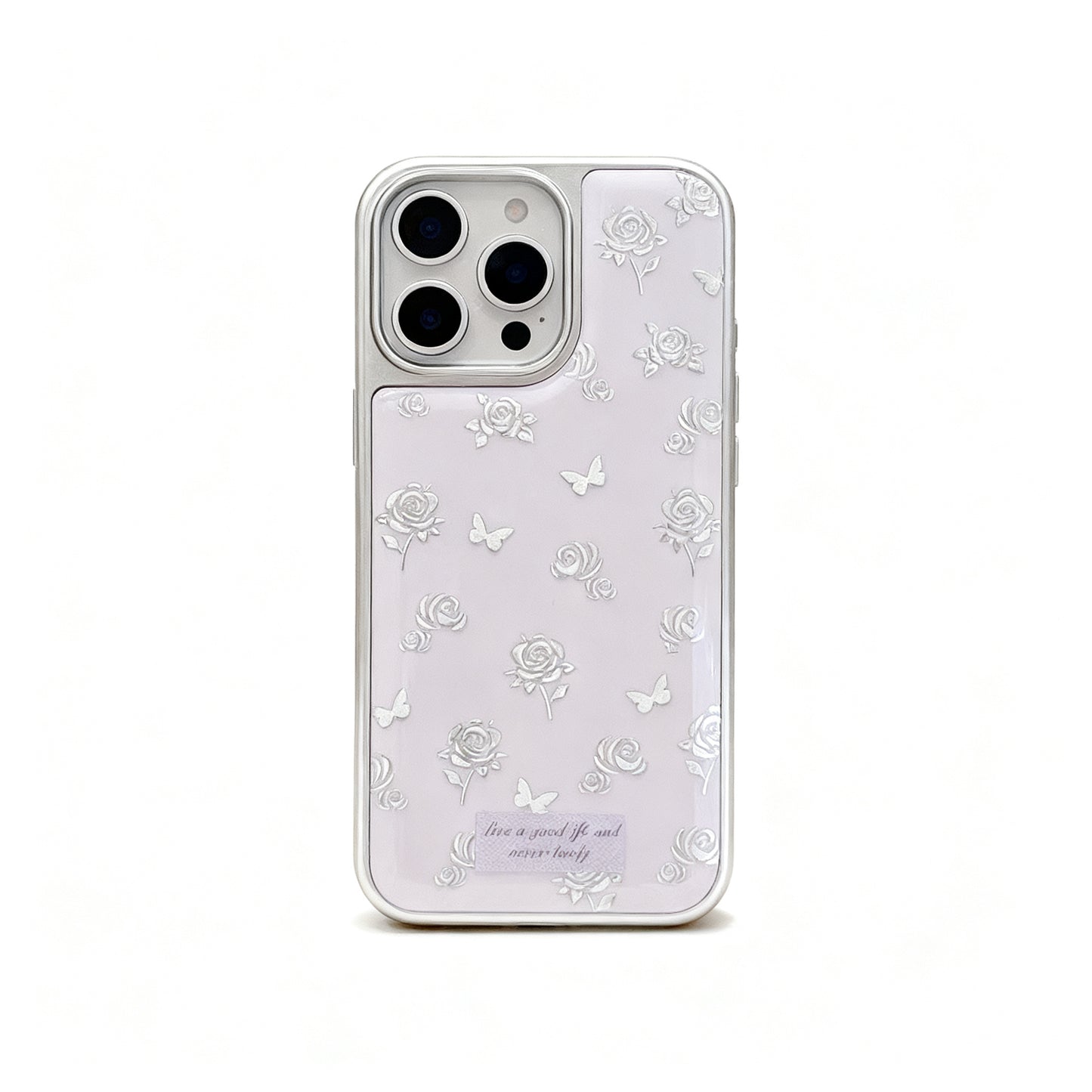Soft Pink Rose Butterfly Glossy Phone Case for iPhone