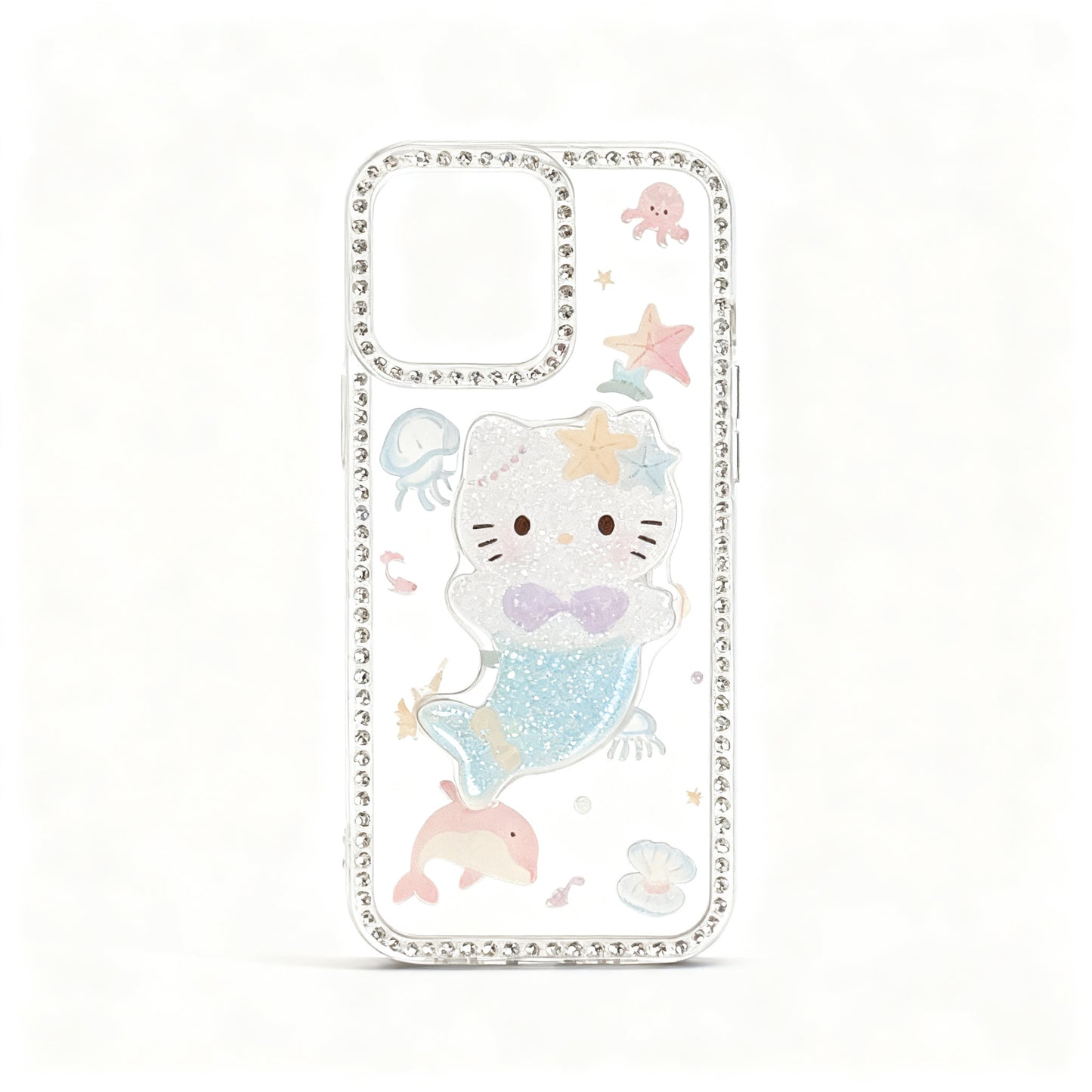 Cute Mermaid Cat Design Sparkly Phone Case for iPhone