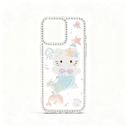 Cute Mermaid Cat Design Sparkly Phone Case for iPhone