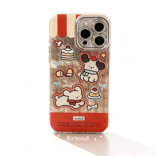 Cute Red Plaid Dog Soft Phone Case for iPhone