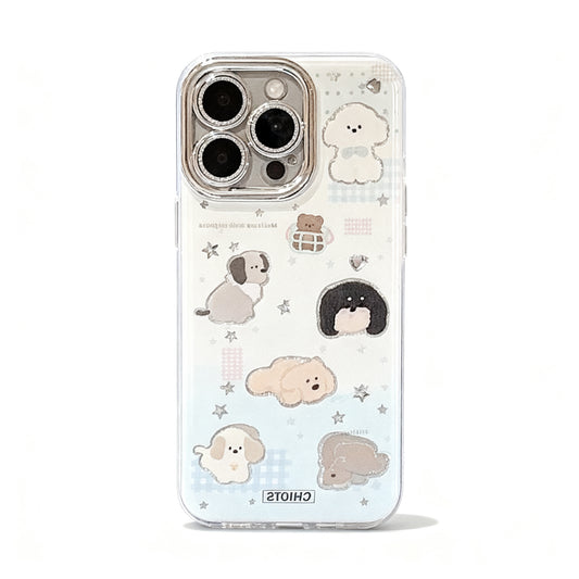 Cute Plaid Dog Cartoon Soft Phone Case for iPhone