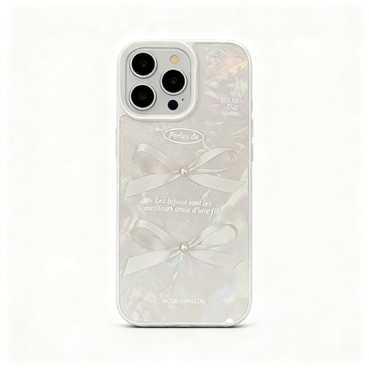 Pink Shell Pattern Soft Phone Case with Pearl Bow for iPhone